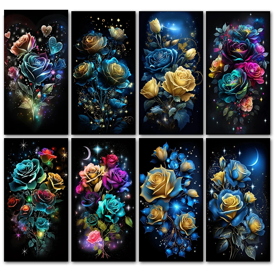 Jewelry Cross Stitch Fantasy Color Blue Rose Large 5D DIY diamond painting New 2024 Full Diamond Mosaic Embroidery Flowers