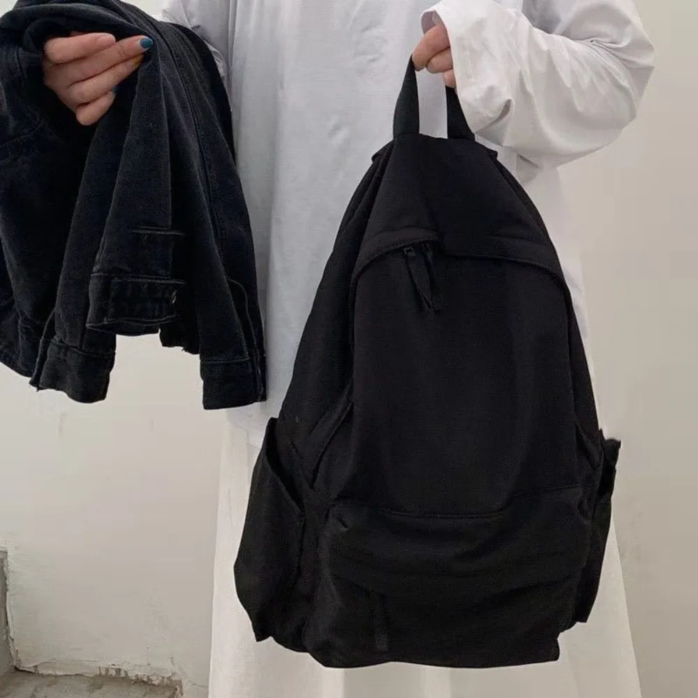 Zaino per studenti durevole di grande capacità Borsa da scuola in nylon tinta unita Cinghie regolabili casual Borsa da viaggio Lavoro Pendolarismo