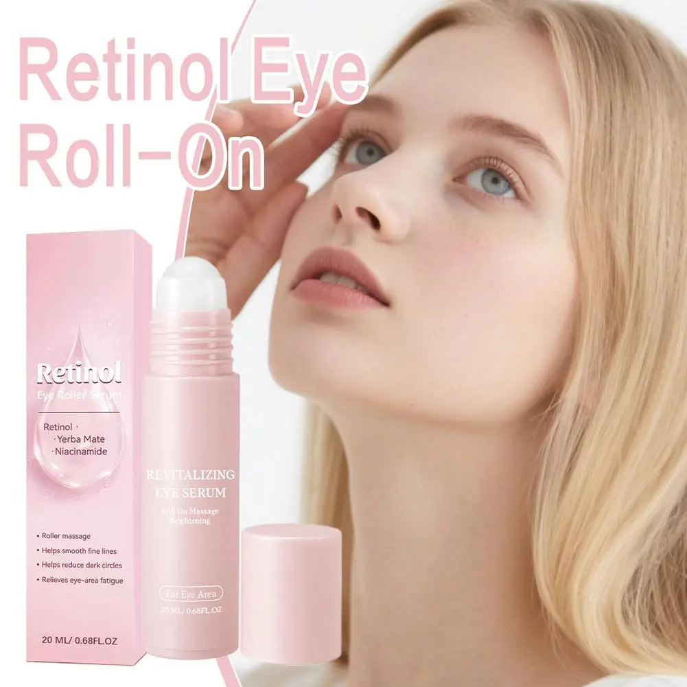 Retinol Eye Roller Serum Niacinamide Hydrating Brightening Eye Essence Cooling Roller Ball Massage Daily Under Eye Skin Care