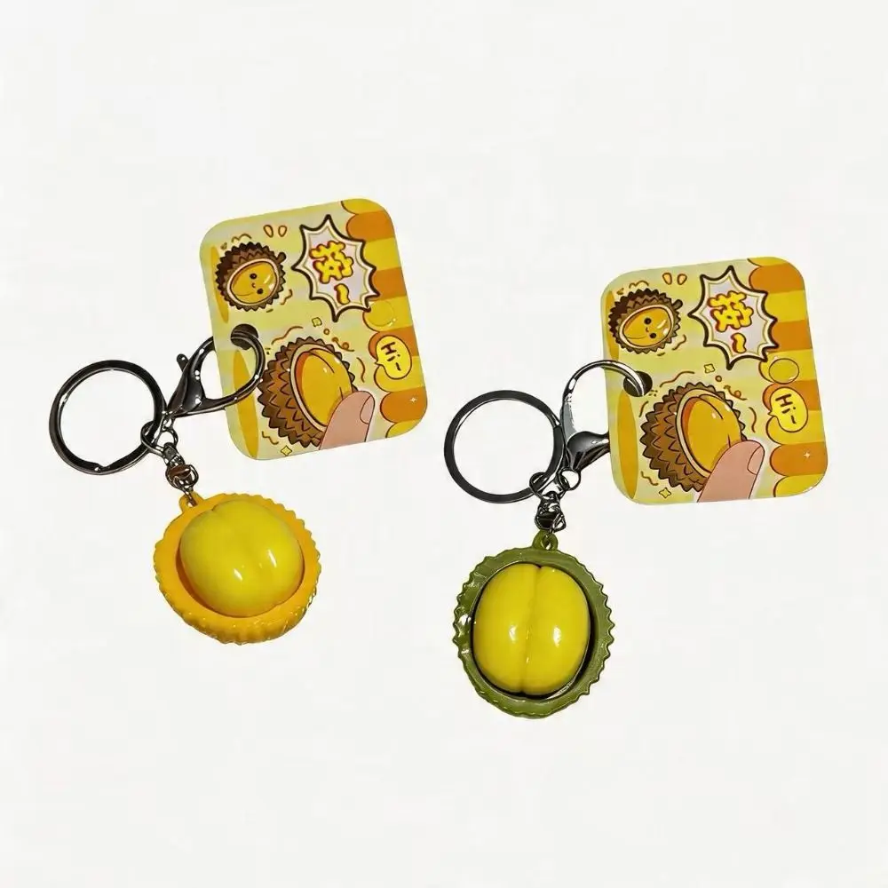 Pineapple Design Fruits Durian Button Keychain Click Sound Squeeze Function Mini Pressable Strawberry Keychain Button Shape
