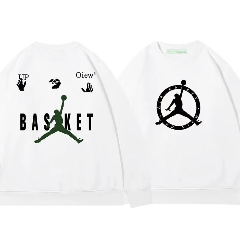 Round Neck Men Tops OW Arrow Trendy Brand High Street Basketball Sports Couple Spring High End Hoodie Letter Printed Top Unisex