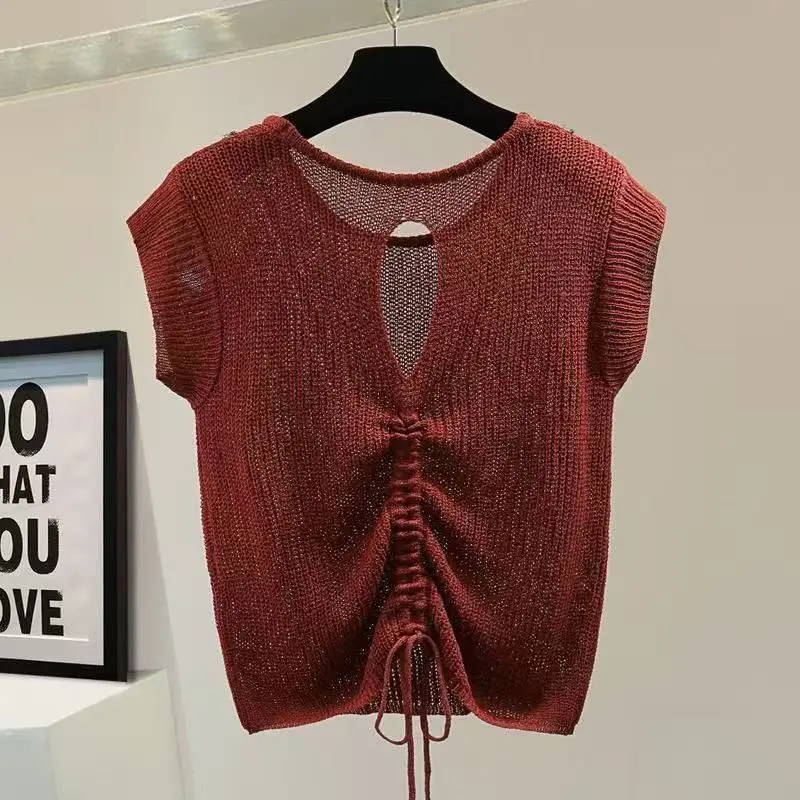 2025 Korea Knitted Vests Women Top O-neck Solid Tank Blusas Y2K Summer New Fashion Female Sleeveless Casual Thin Tops Z87