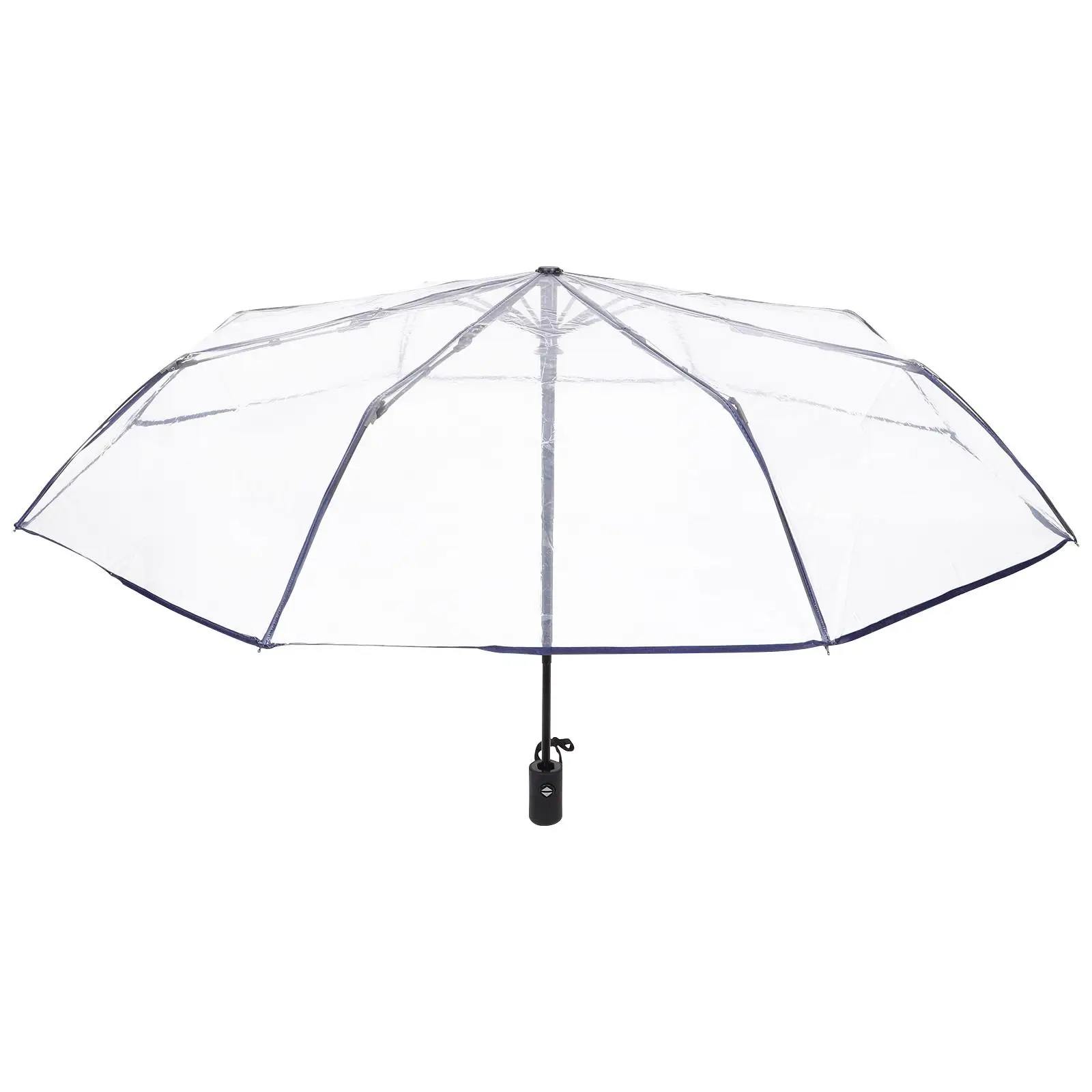 

Fully Automatic 3 fold Transparent Umbrella Navy Edge Waterproof Compact Portable Folding for Travel Rainy Day Gift