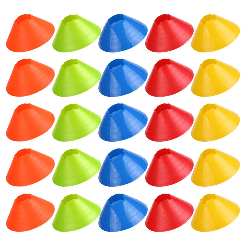 

25 Pcs Football Training Landmark Obstacles Child Disc Soccer Cones or Practice Equipment