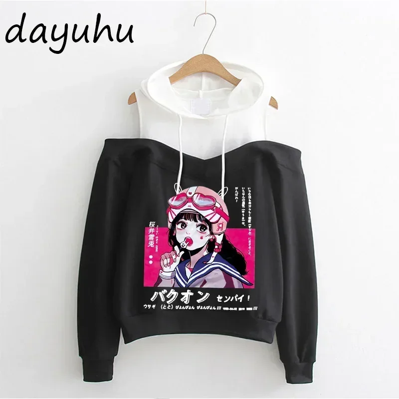 Y2k Goth Anime Hoodie Aesthetic Women Sweatshirt Gothic Punk Grunge Streetwear Ladies Gothic Top Manga Harajuku Clothes Female