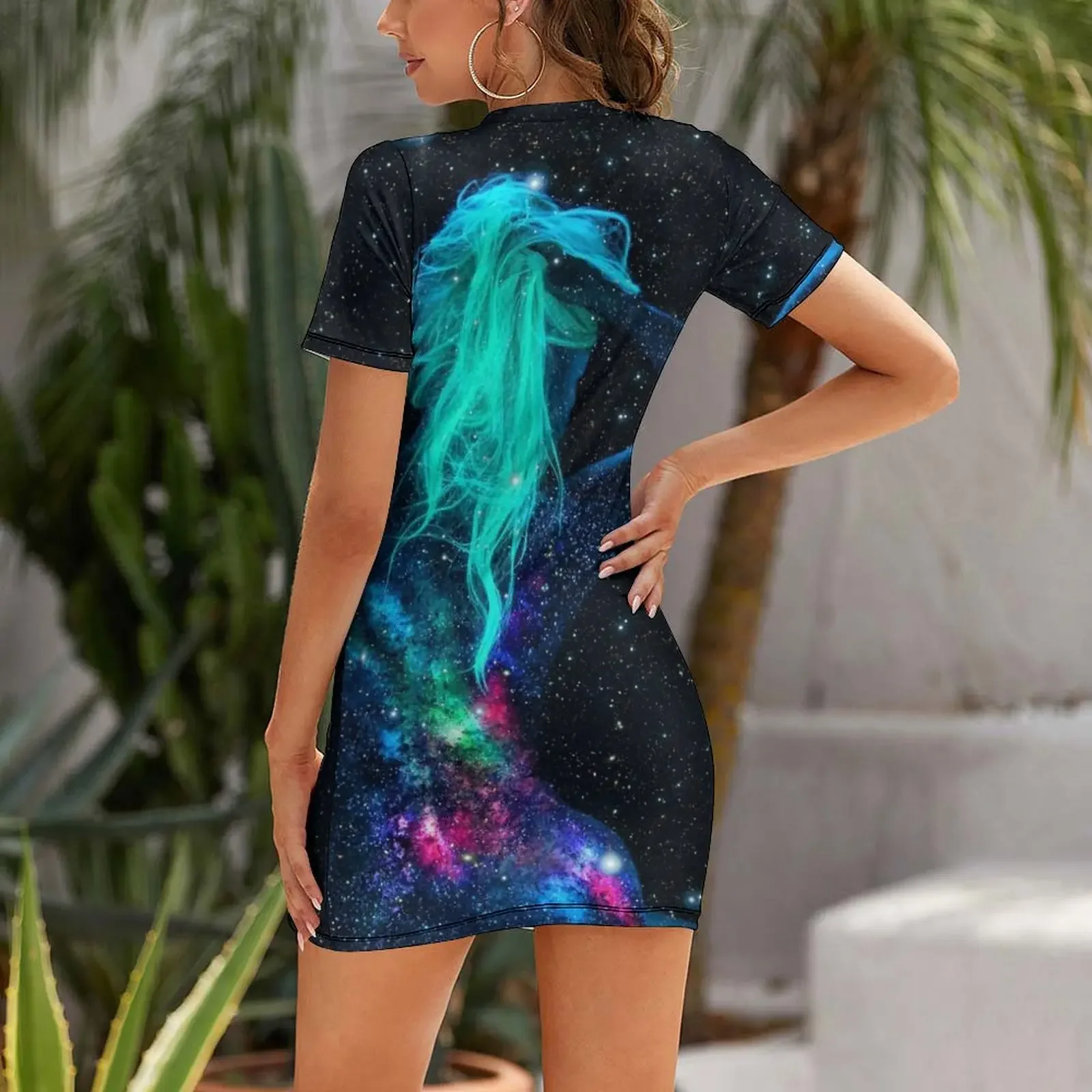 ギャラクシーウーマン半袖ドレス、プロムドレス2025、ラグジュアリーイブニングドレス2025、レディースサマードレス2025