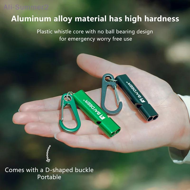 Aluminum Alloy Double Pipe Keychain Whistle, 1PC, High Decibel, Comes With Rope For Adventure Activities, Available in 5 Colors