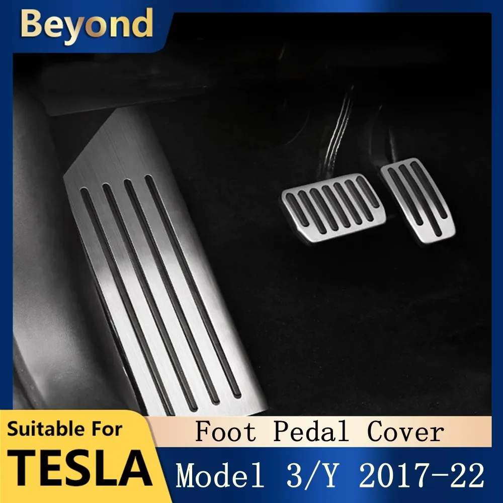 Aluminum Alloy Car Foot Pedal Pads Covers For Tesla Model 3 Y 2022 Accessories Non Slip Accelerator Brake Rest Pedal Model 3