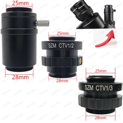 SZM CTV 1/2 1/3 1/1 Microscope Camera Adapter 28mm To C-mount Simul Focal Trinocular Stereo Microscope Adapter