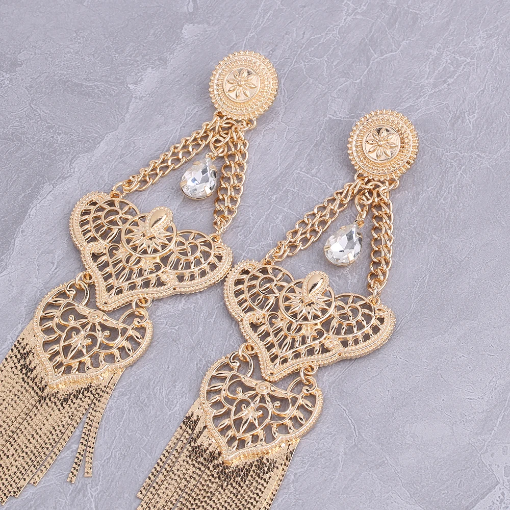 New Geogous Earrings Long Chian Alloy Gems Dangle Earrings For Women Fashion Jewelry Party Show Statement Earrings Accessories