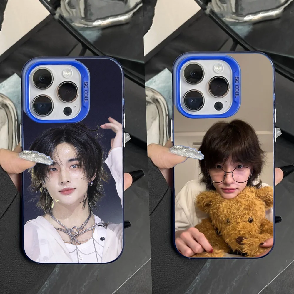 

H-Hyun-jines Kpop Phone Case For iPhone 16,15,14,13,12,11,Pro,Max,Plus,Mini,XS Anti Fall Blue Matte Hard Bumper