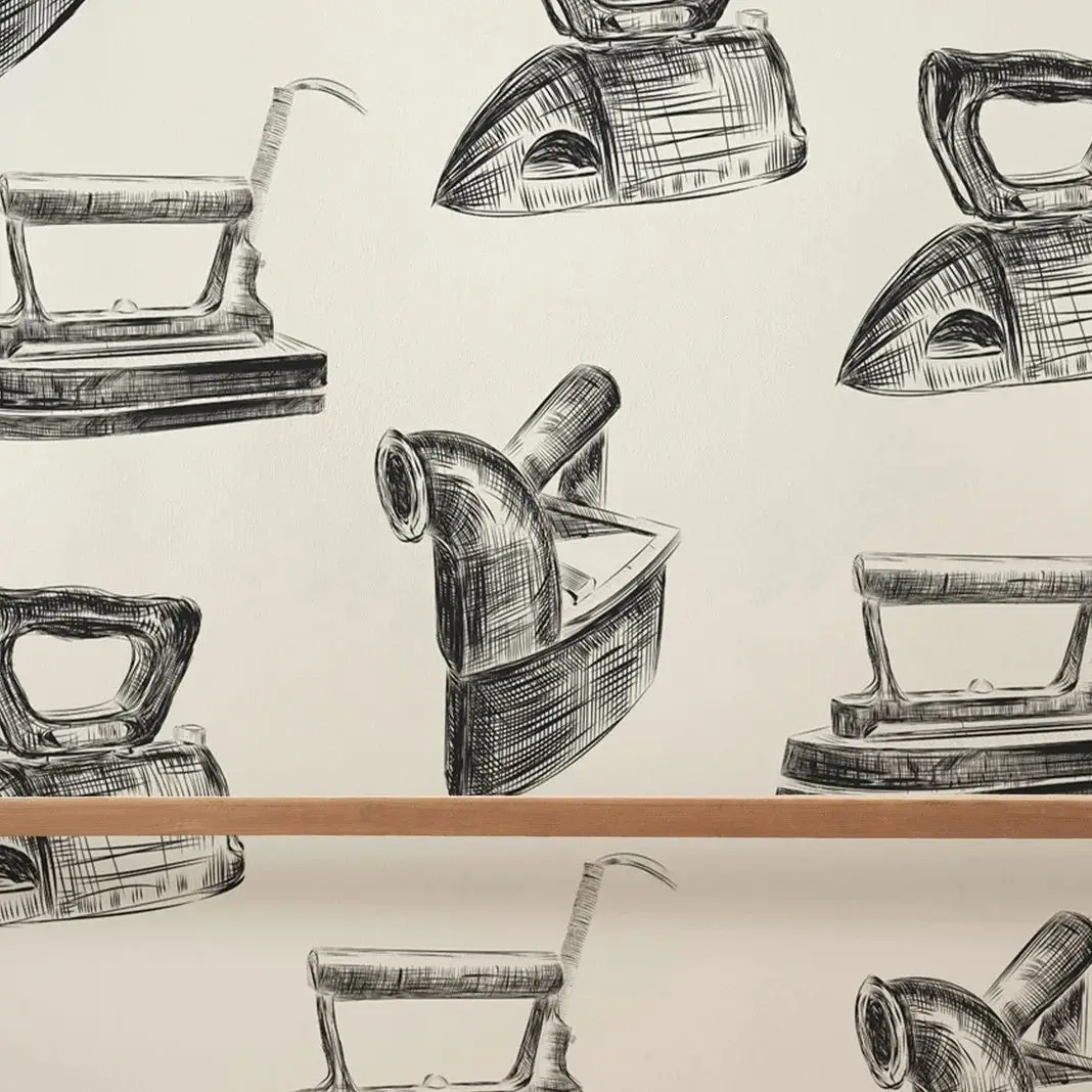 Irons Design Wallpaper Peel and Stick, Wall Art, Laundry Mural Wall For Laundry Room Decor,Self-adhesive Or Traditional Papers