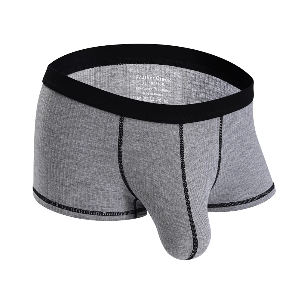 1pc Men Ribbed Large U-shaped Pouch Boxers Underwear Sporty Buttock Lift Shorts Hot Panties Front-enlarged Pouch Briefs