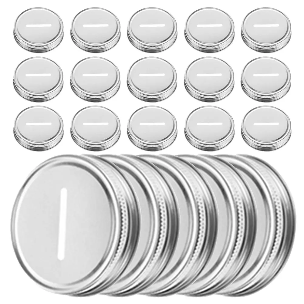 

24Pcs Mason Jar Slot Cover 3.6cm Opening for 70Mm Jars Metal Lid Replacement for Savings Bank DIY Change Holder