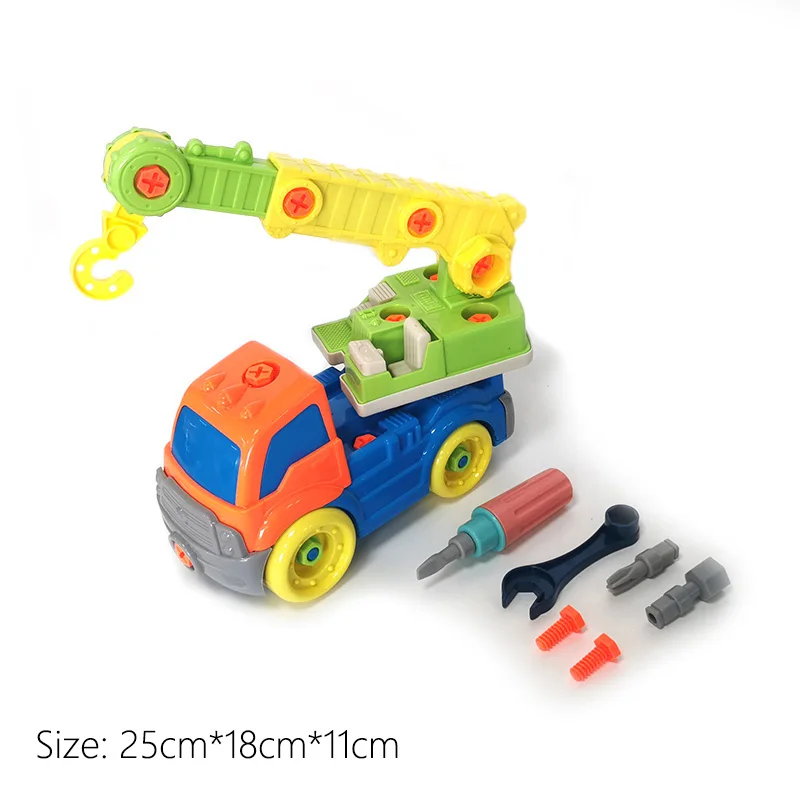 4 Styles Children\'s Disassembling Engineering Vehicle Truck Engineering Vehicle Excavator Free Screwdriver DIY Toddler Truck Toy