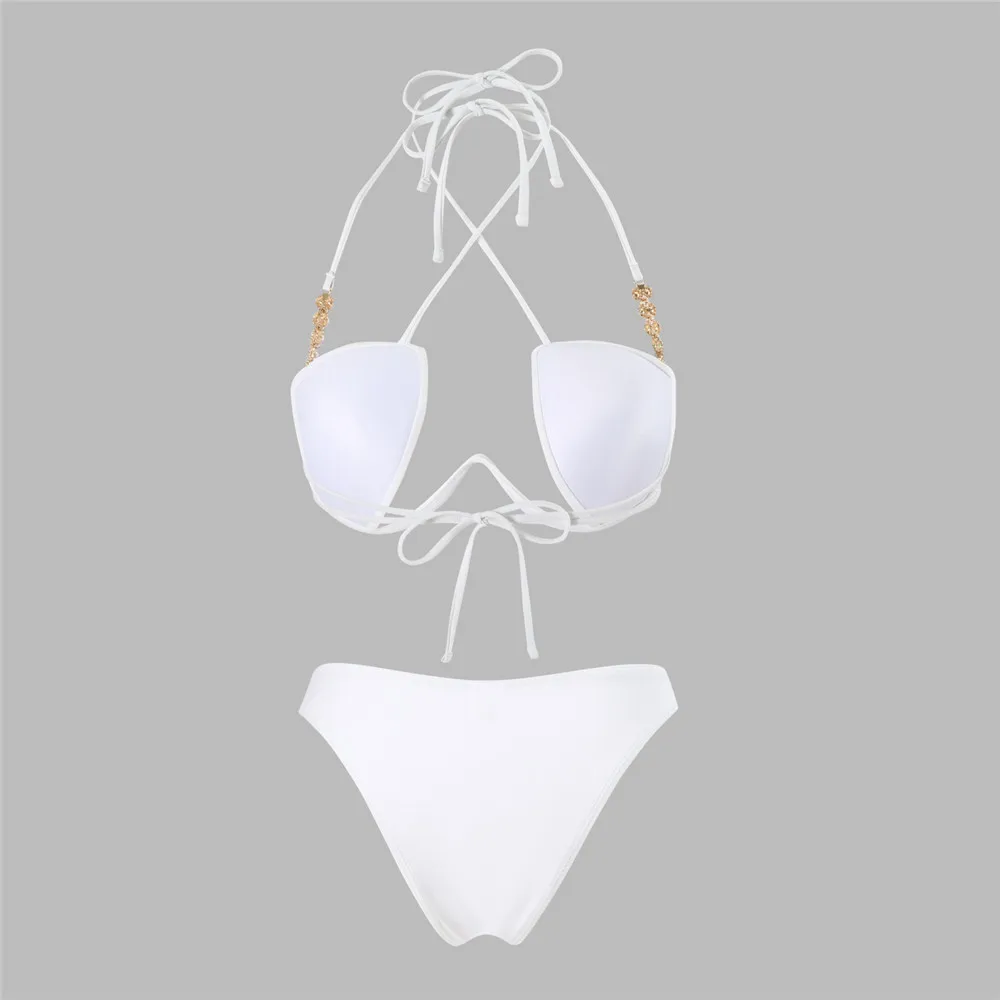 Sexy croix String noir Push Up Bikinis ensembles maillot de bain femmes évider été vacances maillots de bain coupe haute baigneur 2025 Bikini Donna