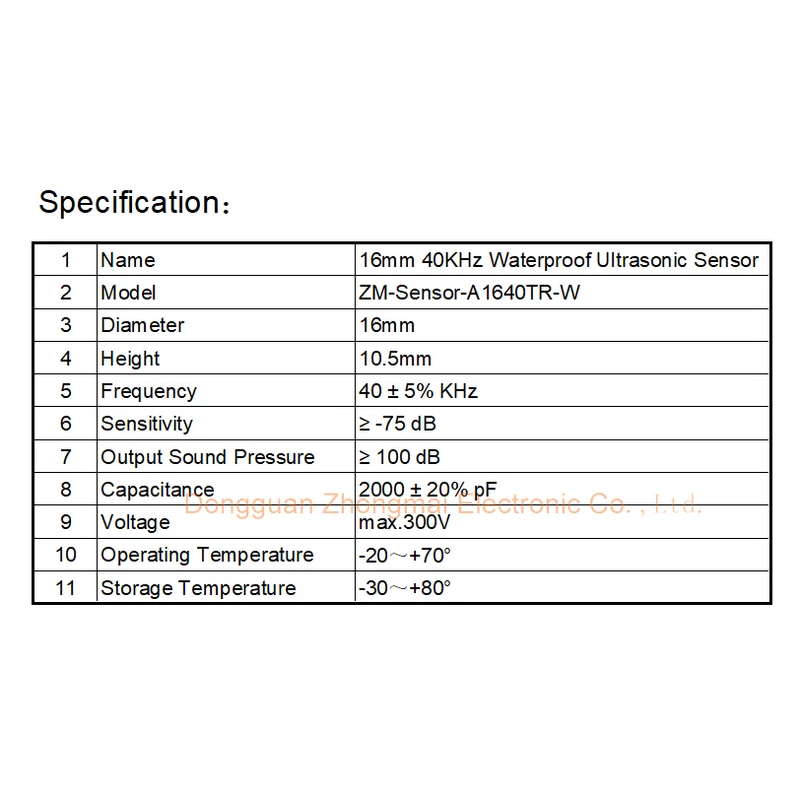 A1640TRW 16mm 40KHz waterproof type ultrasonic sensor Aluminium case ultrasonic transducer