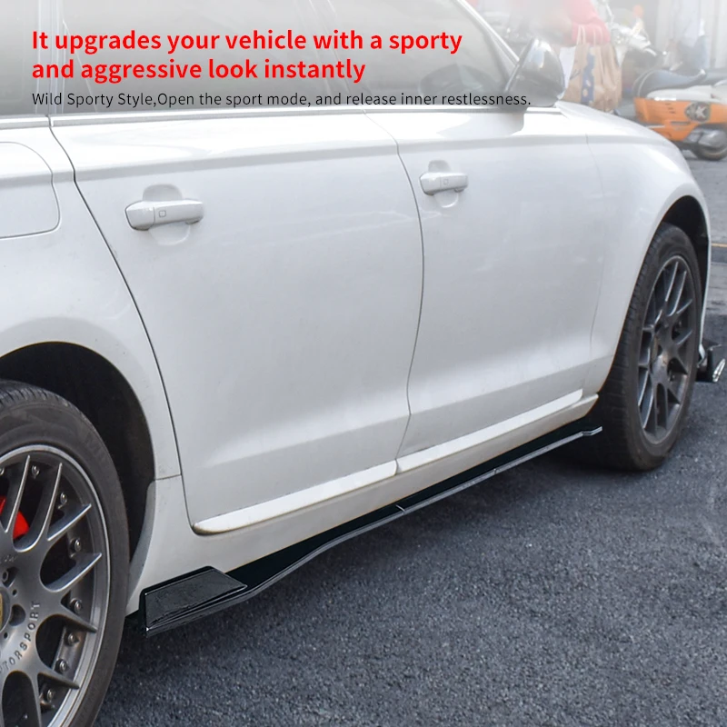 

Car Side Skirt Extension Body Apron Lip Splitters Winglet Lateral Shovel Carbon Look ABS Accessories For Audi RS6 2013-2018 2017