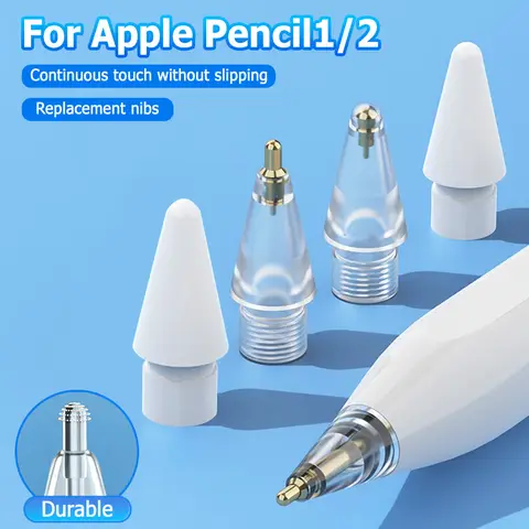 Replacement Nibs For Apple Pencil 2 1 Gen Transparent Metal Stylus Tips Pen Tip For iPad Apple Pencil 1st 2nd Pencil Accessories