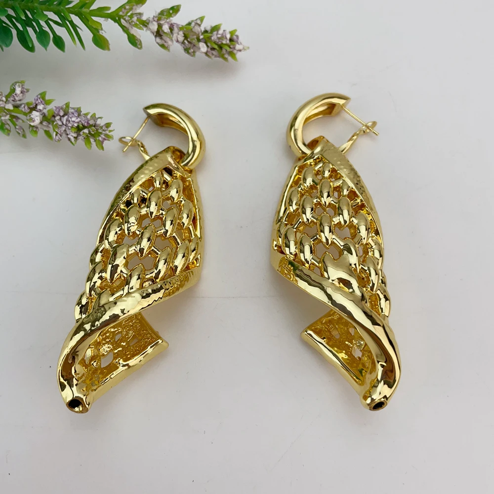 Yuminglai High Quality Earrings Women Daily Wear Earrings Gold Plate Jewelry 18K Italian Gold Plated Big Earrings FHK20870