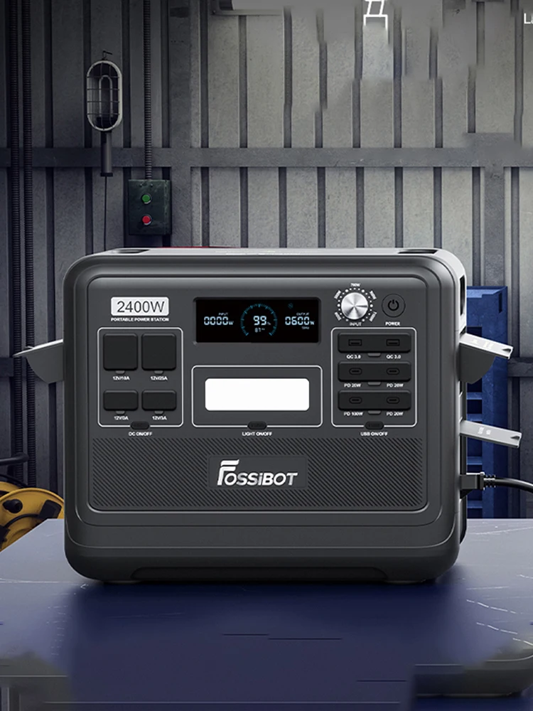 FOSSIBOT 2400W Tragbare Powerstation, 2048Wh LiFePO4 Batterie Solar-Generator, 1,5 Stunden Schnellladung, 13 Anschlüsse, 230 V Sinuswellen-USV mit App-Steuerung, Mobile Stromversorgung für Outdoor-