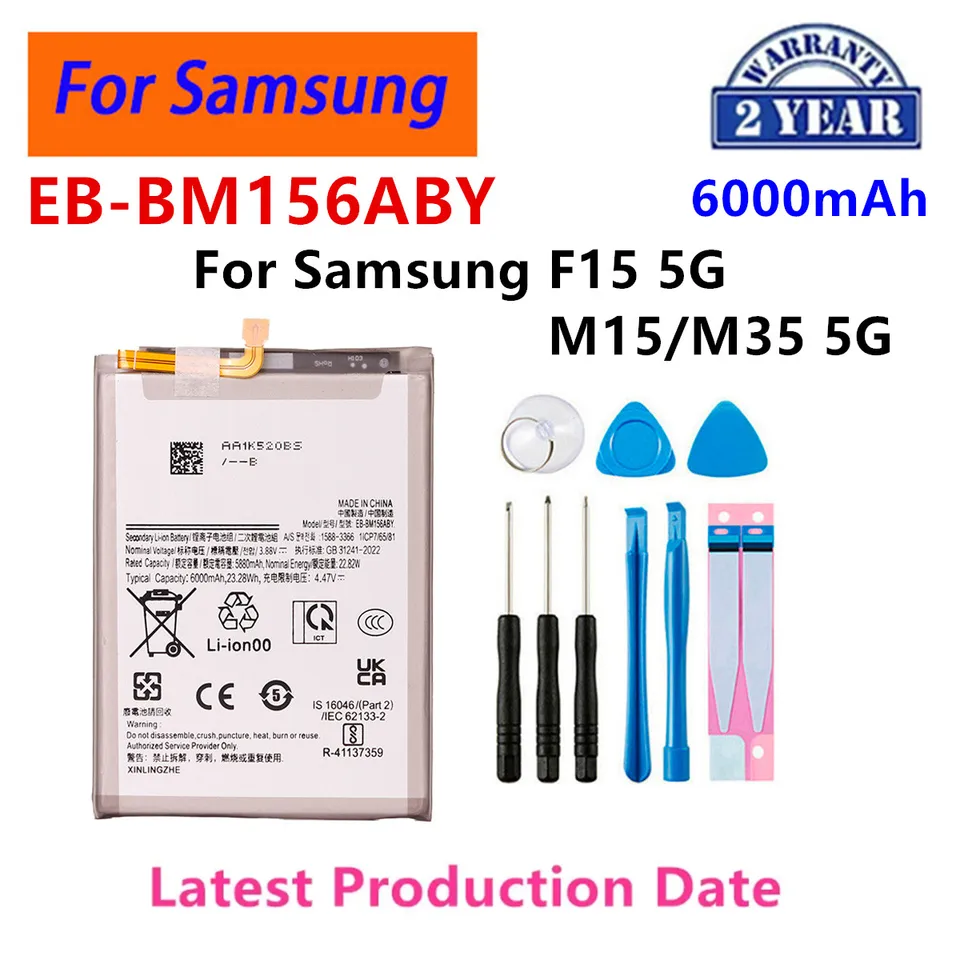 Batería nueva EB-BM146ABY EB-BM156ABY para Samsung Galaxy F15 5G / M15 / M35 5G F54 / M54 5G / M34 5G baterías para teléfonos móviles + herramientas 2