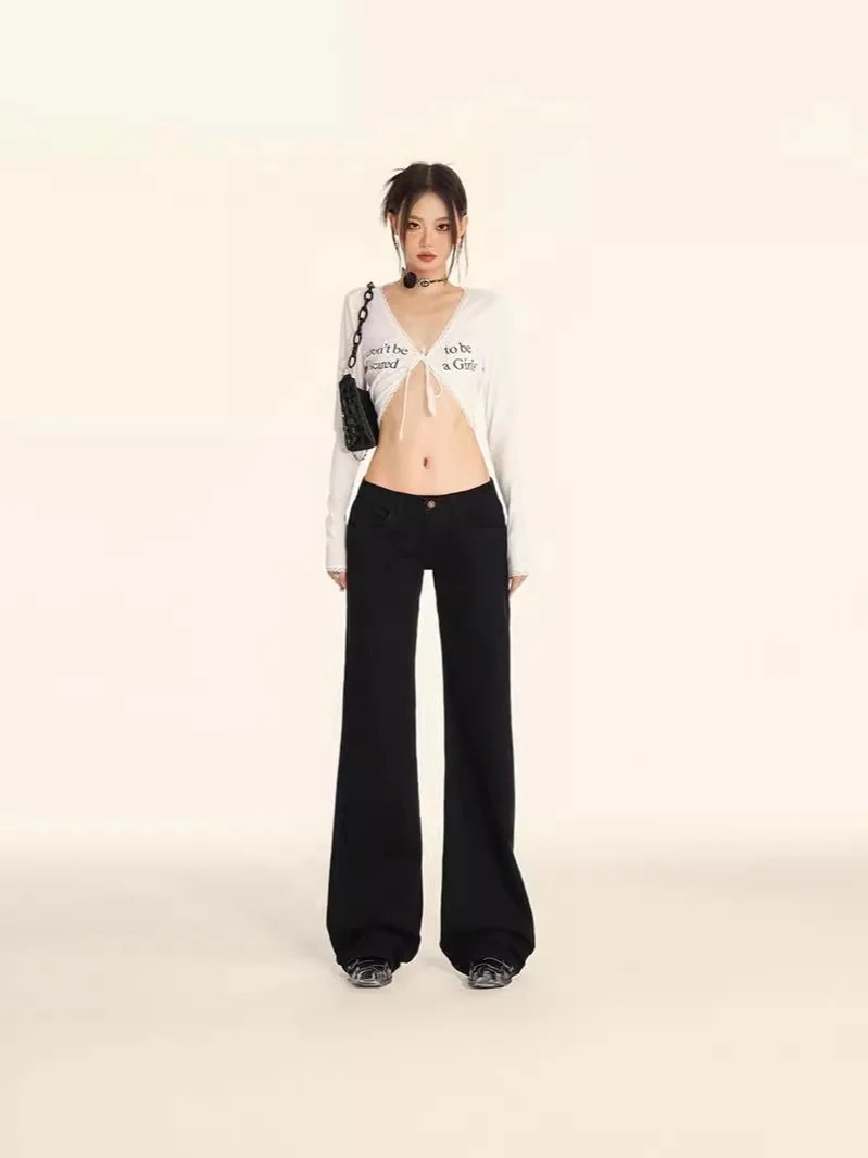 

Джинсы Bootcut, женские сексуальные талии, простые художественные джинсы с высоким асимметричным расклешенным низом, бойфренды, металлические карманы с отверстиями, обычные мешковатые эластичные джинсы