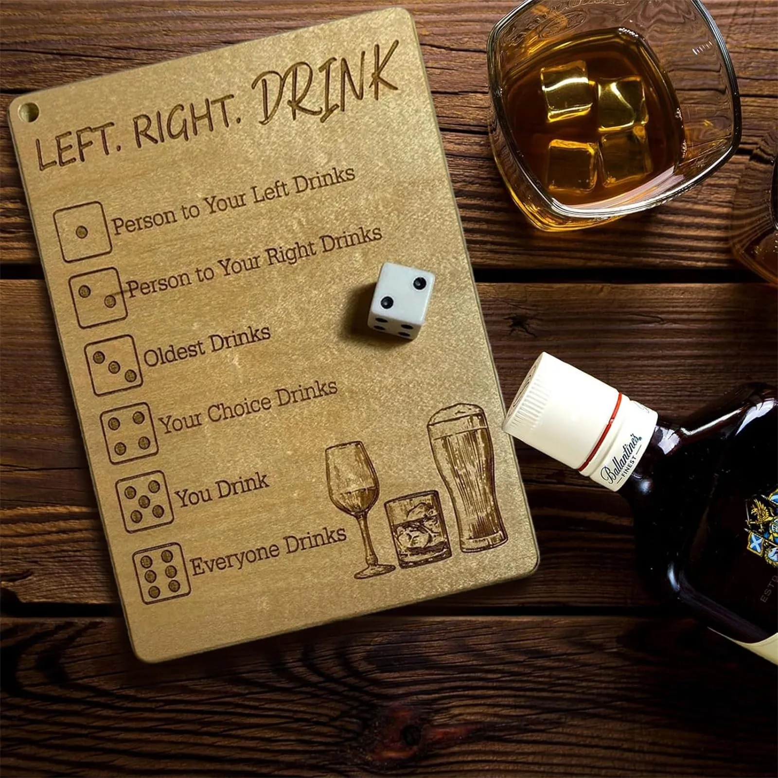 Paar Spel Houten Links Rechts Drinken Spel Vierkant Met Dobbelstenen Volwassen Drinkspel Grappige Dobbelstenen Dienblad Party Games