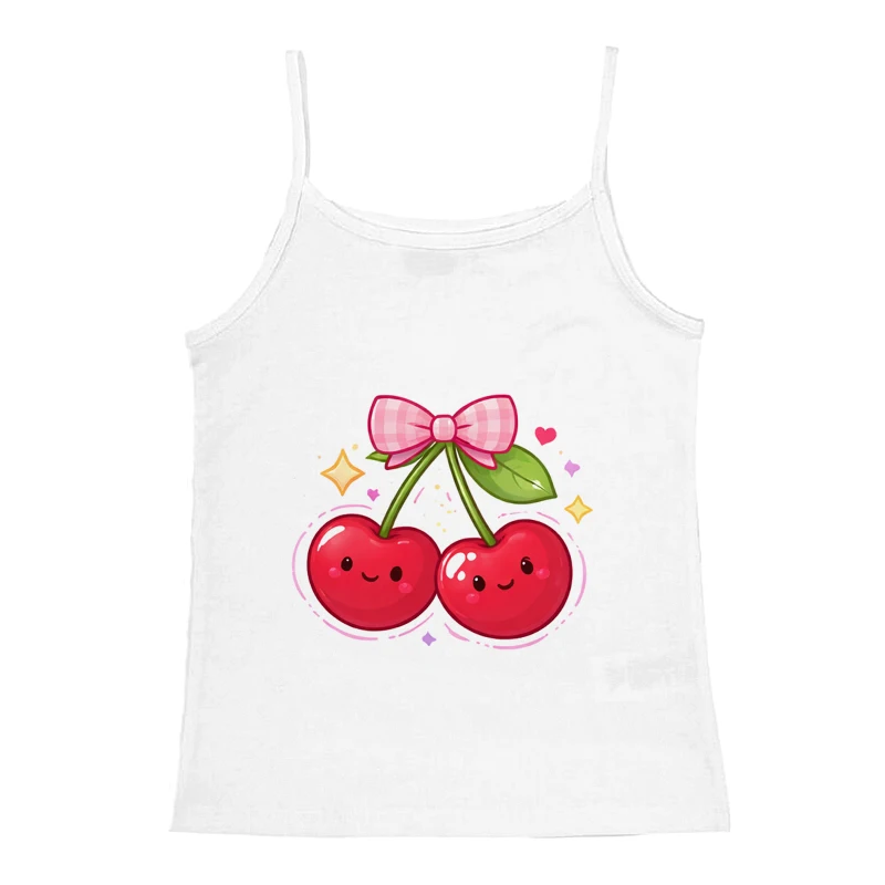﻿Summer Casual Y2k Vintage Aesthetic 2000s Women's Clothes Cute Cherry Graphic O-neckTank Tops Streetwear Crop Tops Baby Tees