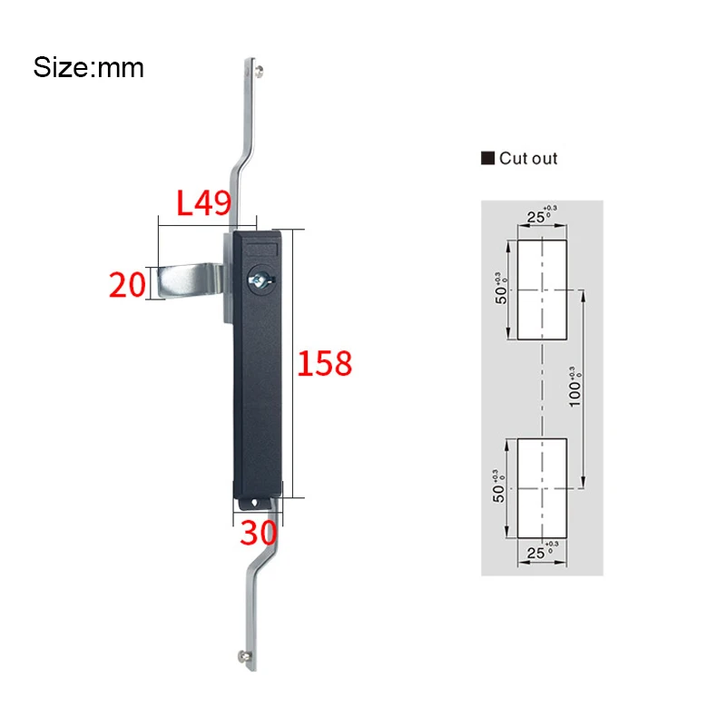 New 2PCS PA+Zinc Alloy Industrial Panel Locks Distribution Box Lock Chassis Lock Switch Control Electric Cabinet Door Locks+Keys