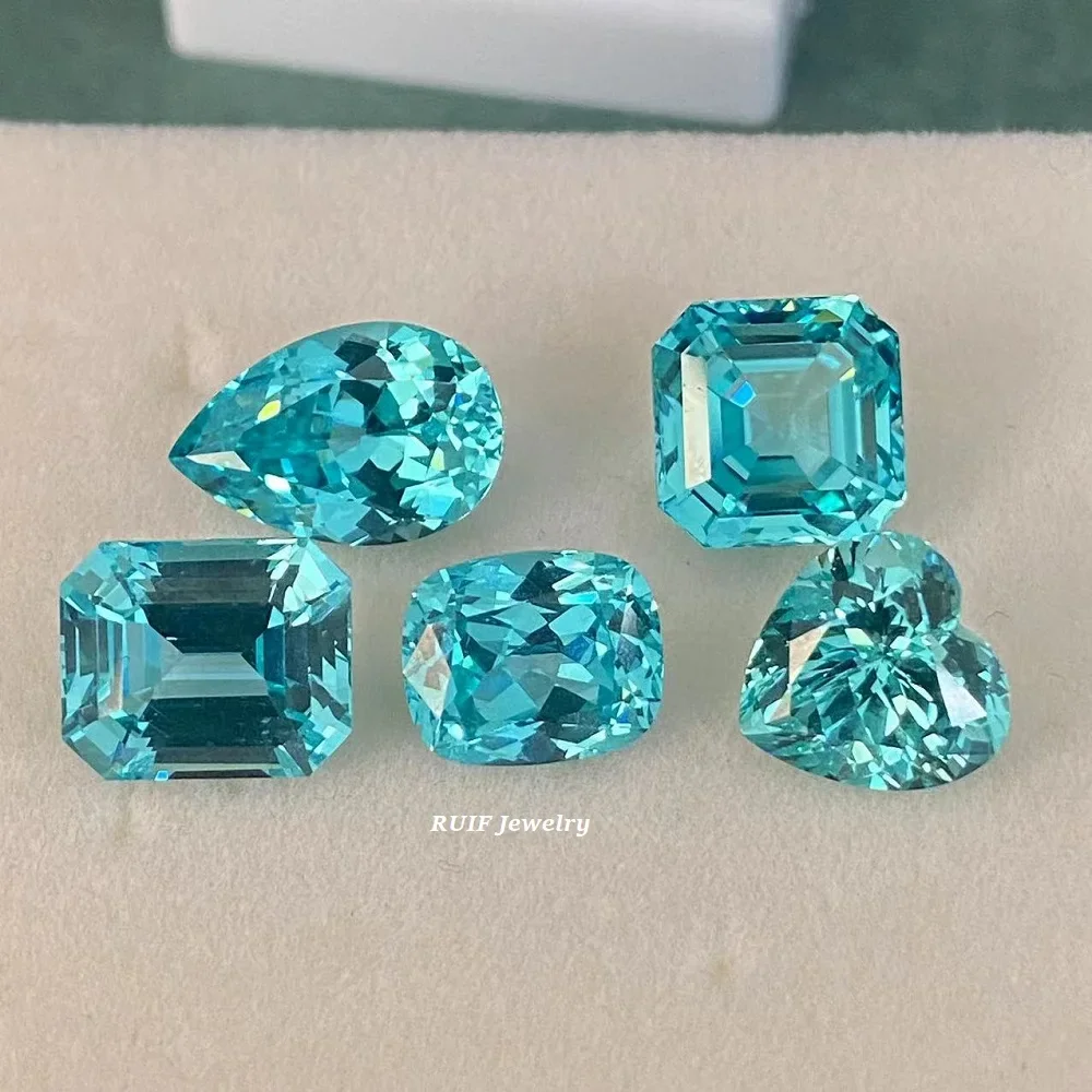 Ruif Beautiful High Quality  Lab Grown Paraiba  Loose Stone  Precious Stones Lab Create Sapphire for Jewelry Making