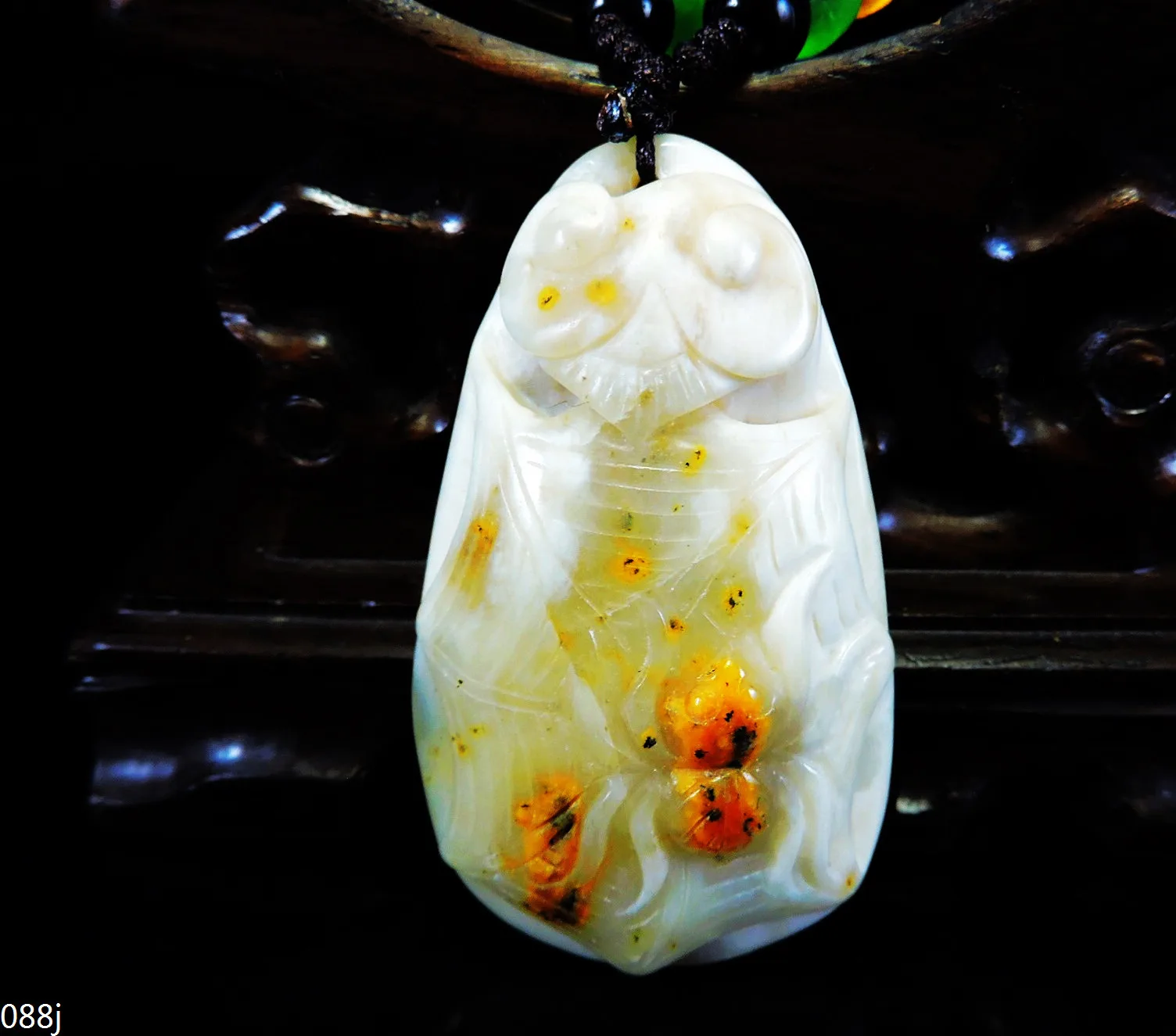 

Jade Jewelry Natural Jade Pendant Necklace Hand-Carved spider&Ruyi Jadeite Necklace Pendant Gift No Treatment 088j