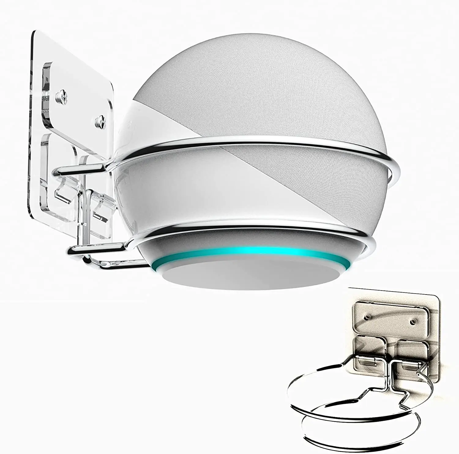 Small Wall Mount for Echo Dot (4th gen) Accessories,Sturdy Metal Made Stand Holder Wall Bracket Shelf (Stainless)