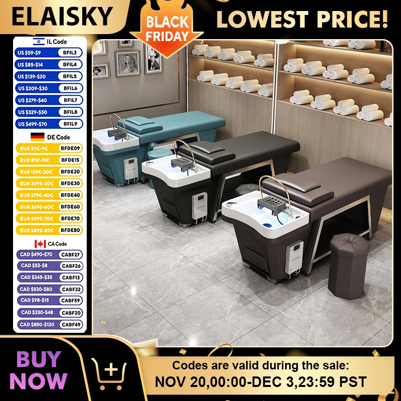 

Stainless Steel Shampoo Bed Hair Treatment Hair Salon Bed Water Circulation Fumigation Beauty Salon Massage Full Reclining Bed