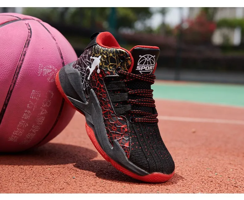 Kinder-Basketballschuhe, rutschfest, atmungsaktiv, Basketball-Trainings-Sneaker, Schnür-Basketballstiefel für Jungen und Mädchen, Sportschuhe – Detail 10