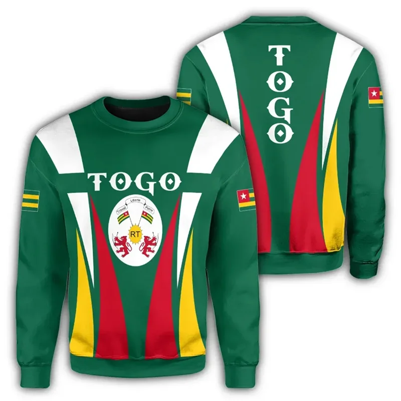 Togo Flag Map Graphic Sweatshirts For Men Clothes Fashion Women Sweater Casual Male Streetwear Autumn Pullovers Boy Tracksuit