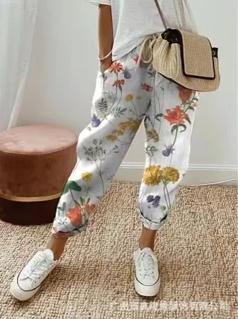Women\'s Pants 2023 Printed Fashion Casual Pocket Drawstring Pants New Hot Selling Women\'s Wear 2023 Summer Y2K Baggy Pants Woman