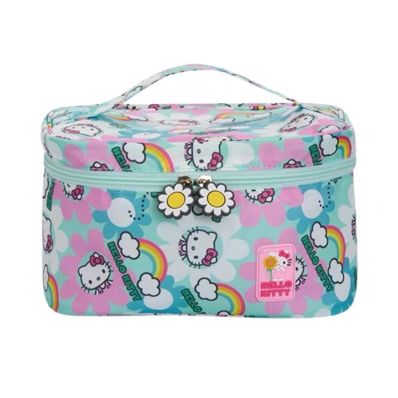

Новая косметичка ручной работы с мультяшным принтом Hello Kitty, дорожная портативная косметичка для ухода за кожей, сумки для хранения туалетных принадлежностей, чехол в стиле аниме Kawaii