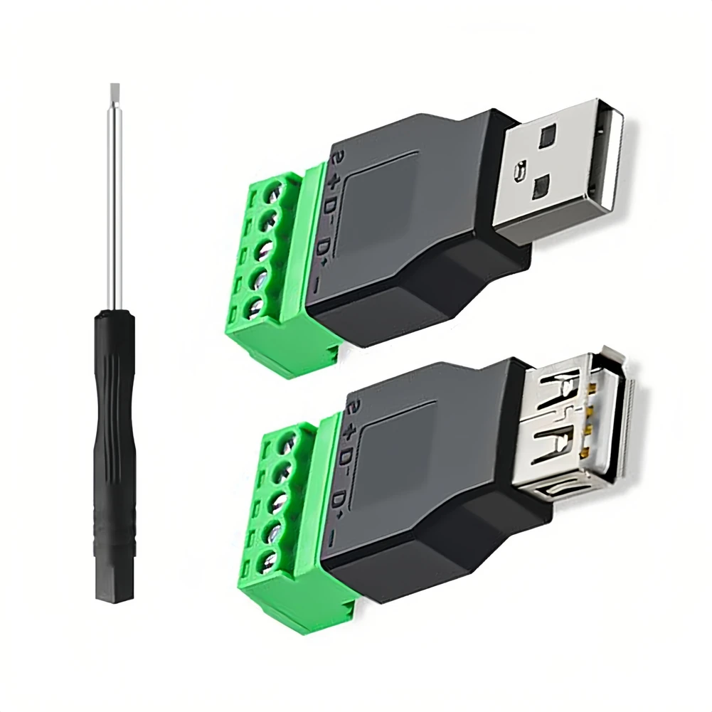 2pcs USB 2.0 Solderless Connector Adapter USB Screw Terminal Adapter For Mobile Phones Printers Keyboards Mice