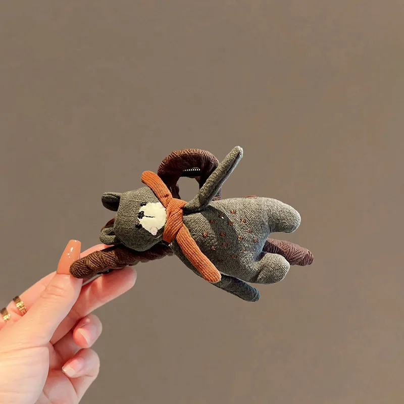 1pc Cute Scarf Bear AB Face Catching Cartoon Animal High End Haircut Shark Clip Hair Accessories New Style