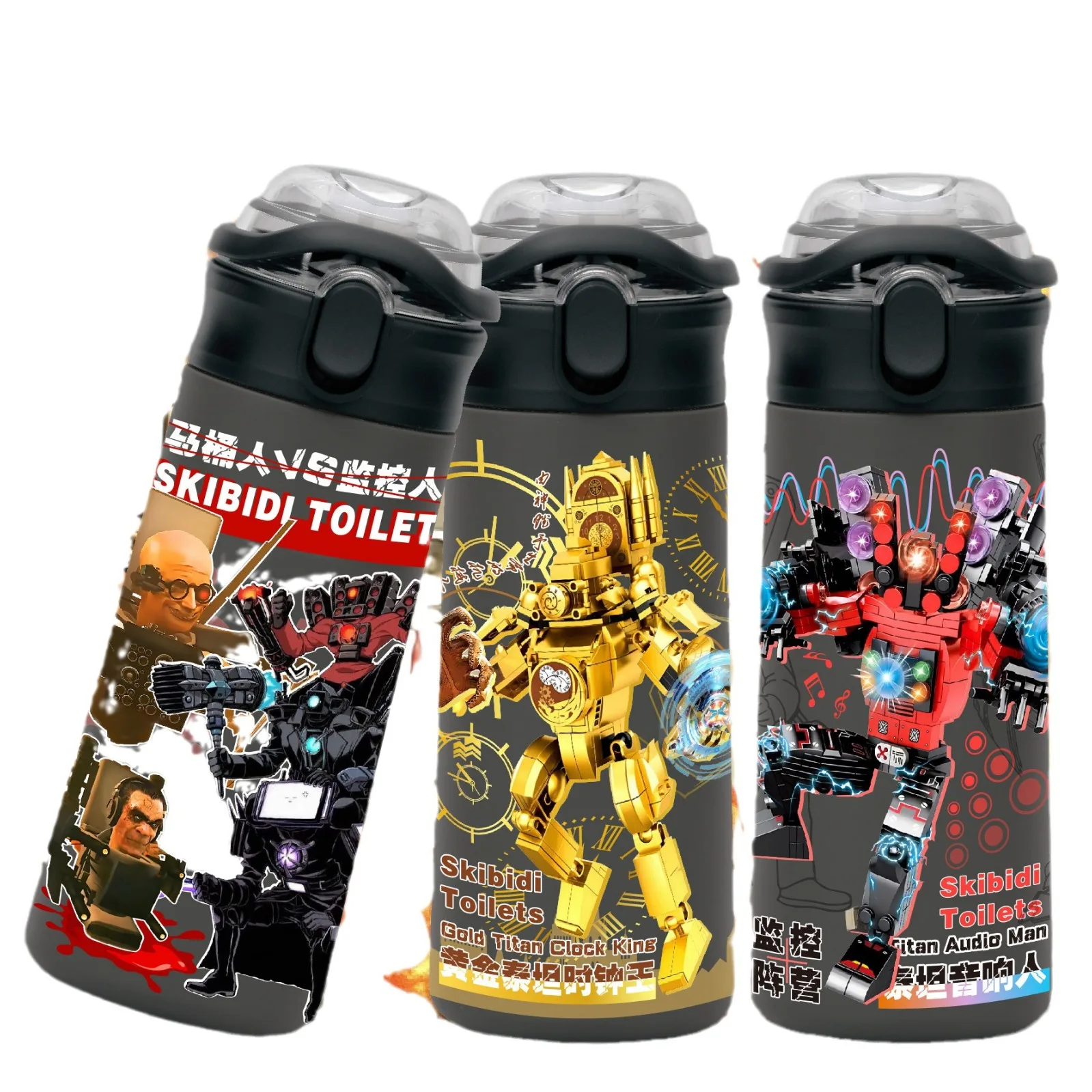 

500ML Skibidi Toilet Thermos Cup Cartoon Large Capacity Outdoor Sports Water Cup Leakproof Water Bottle For Children's Gift