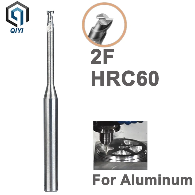 HRC60 Deep Groove Tungsten Carbide End Mills 2 Flutes Long Neck Milling Cutters CNC End Mill For Aluminum Long Flute 12 16 20mm