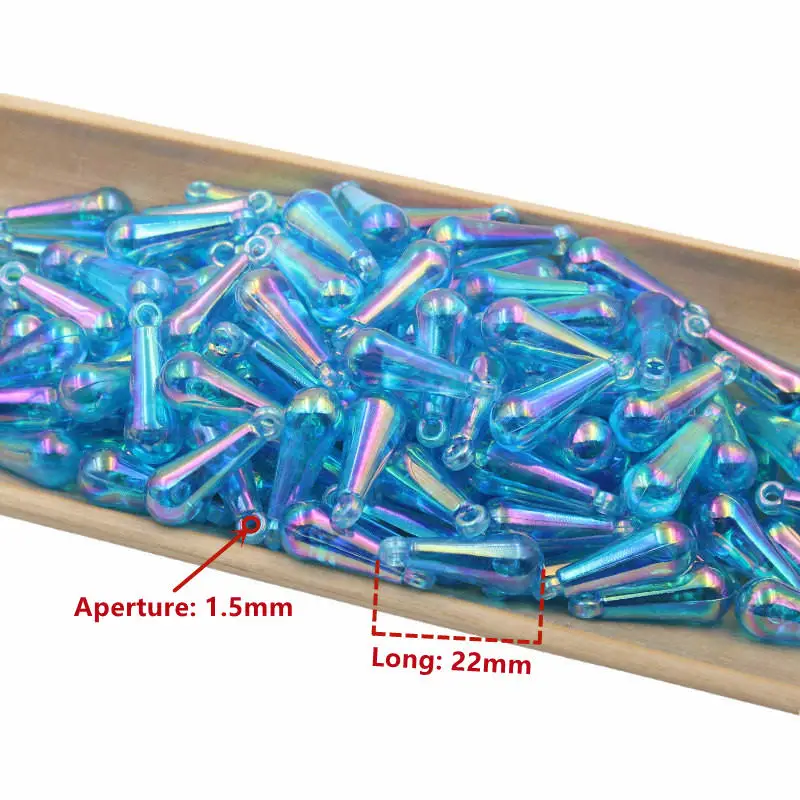 쥬얼리에 대 한 8x22mm 워터 드롭 아크릴 비즈 Diy 팔찌 귀걸이 머리 핀 발견 액세서리 재료 작은 펜 던 트