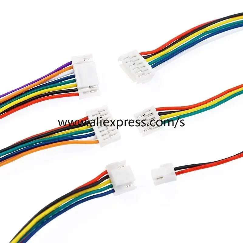 10PCS/lot GH1.25 1.25mm Female Connector Terminal Cable 15cm 1.25 Connector witch lock 2p 3p 4p 5p 6p 7P 8P Single Double Head