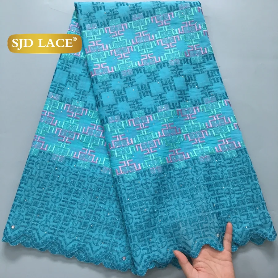 

SJD LACE Nigerian Cotton Lace Fabric 5Yards 2025 High Quality African Swiss Voile Lace Fabric for Women Wedding Party Dress 4384