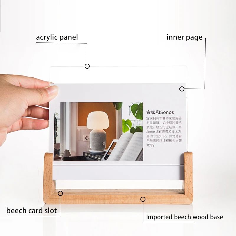 1Pcs A4 L Shape Mini Sign Display Holder Wood L Shape Counter Top Stand Clear Acrylic Price Card Tag Label Stand A5  A6