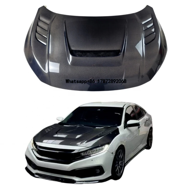 

VR Style Carbon Fiber Car Engine Cover Bonnet Auto Hood Suitable for 10th FC1 FK7 FK8(Type R) 2016-2021 Auto Parts