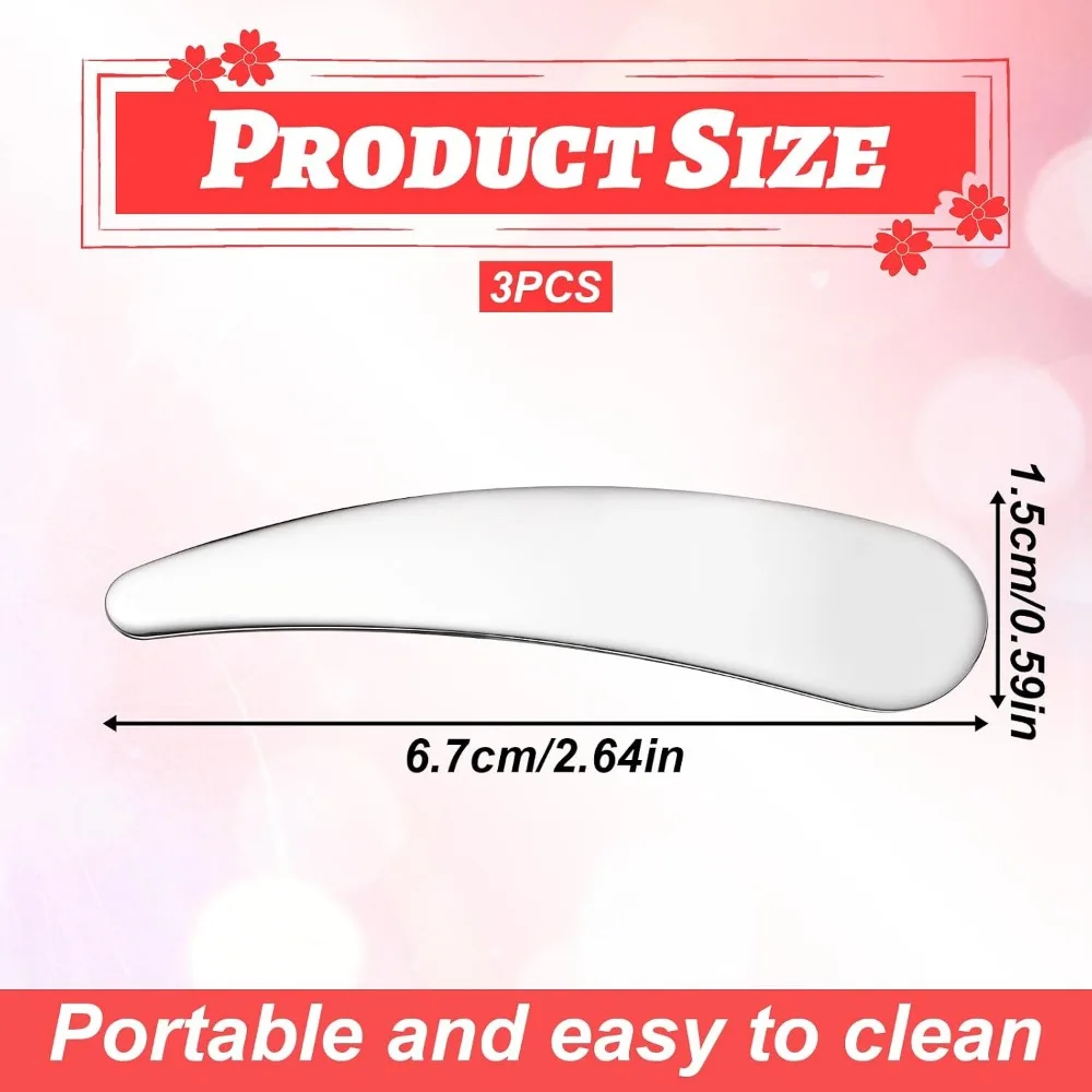Portable Stainless Steel Spatulas, 3pcs Reusable for Mixing, Sampling and Skincare Application