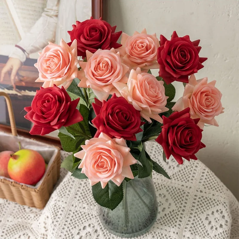 

Artificial Roses Branch for Christmas 8/12/16pcs Decorative Angular Rose Bouquet for Anniversary Birthday Party Home Decoration