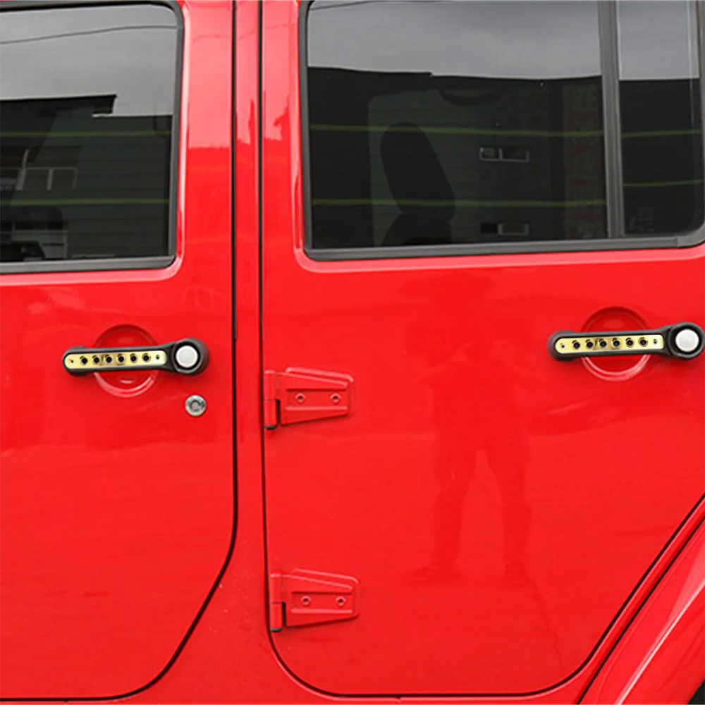 

SXMA J213 Door Handle Cover 5pcs Golden Aluminum Alloy for Jeep JK for Wrangler 2007-2017 Exterior Outside Door Handle Trim